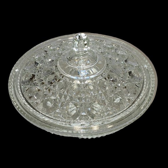 Vintage Federal Clear Glass Windsor Lidded Glass Dish Round - Picture 2 of 7